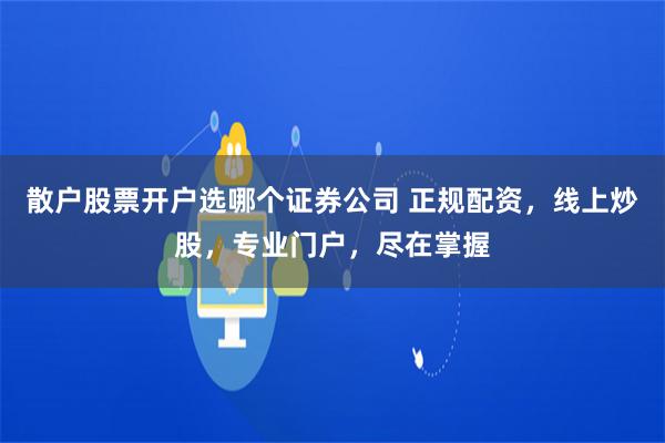 散户股票开户选哪个证券公司 正规配资，线上炒股，专业门户，尽在掌握